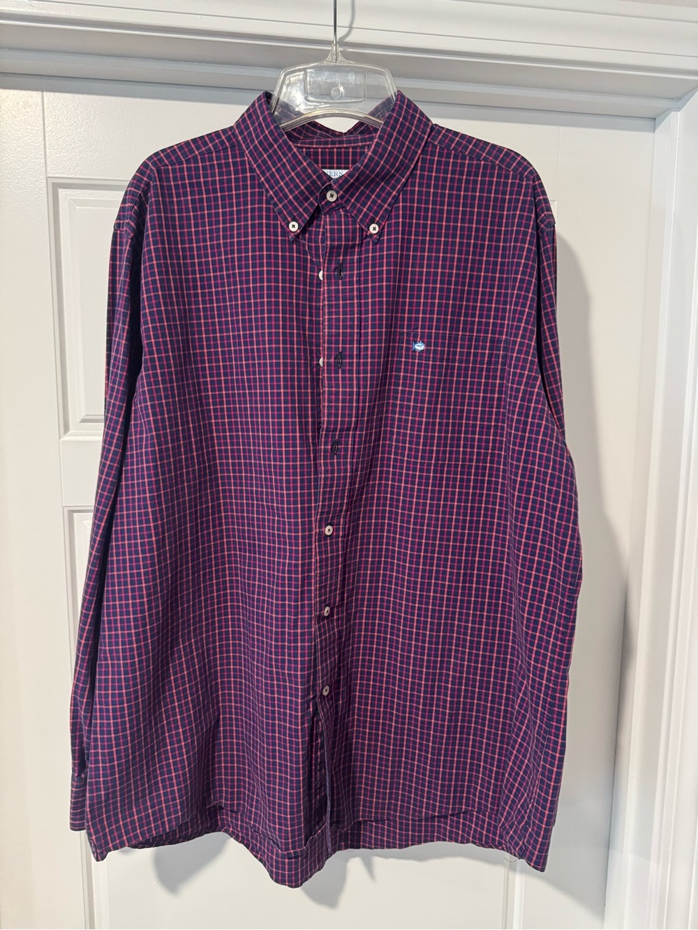Southern Tide Men's Plaid Button-Down Shirt - Purple with Blue Check